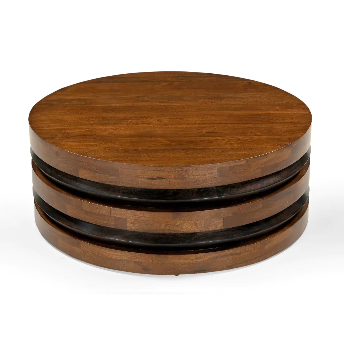 Bistripe Solid Wood Contemporary 90 CM Round Coffee Table