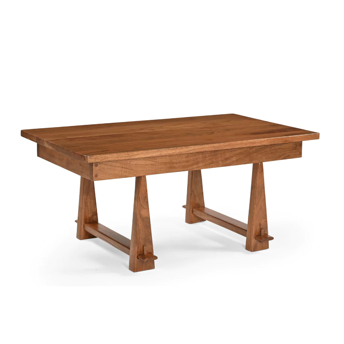 Aranya Rustic Solid Acacia Wood Rectangular Center Table