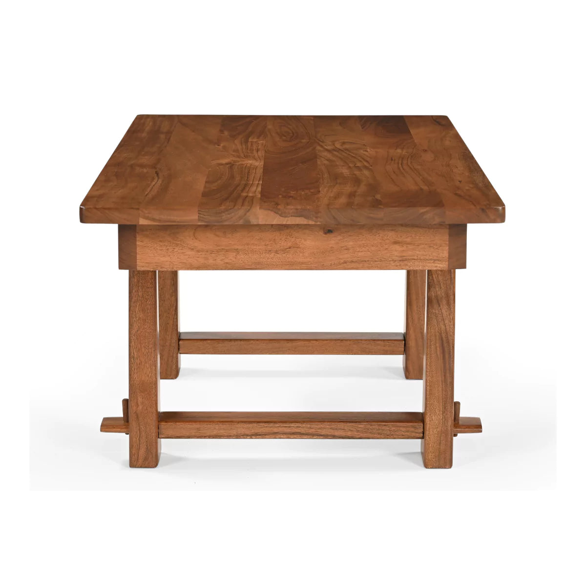 Aranya Rustic Solid Acacia Wood Rectangular Center Table