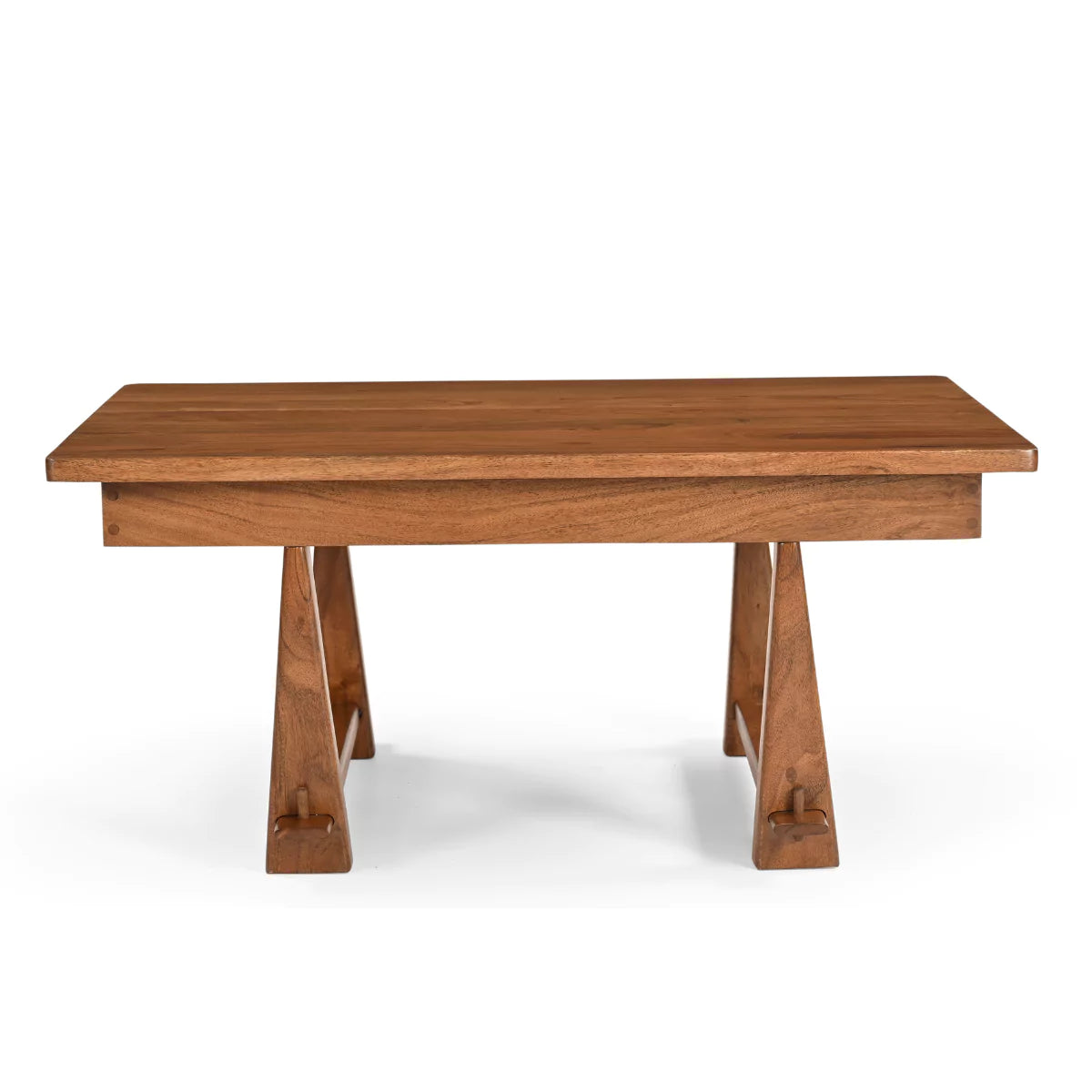 Aranya Rustic Solid Acacia Wood Rectangular Center Table