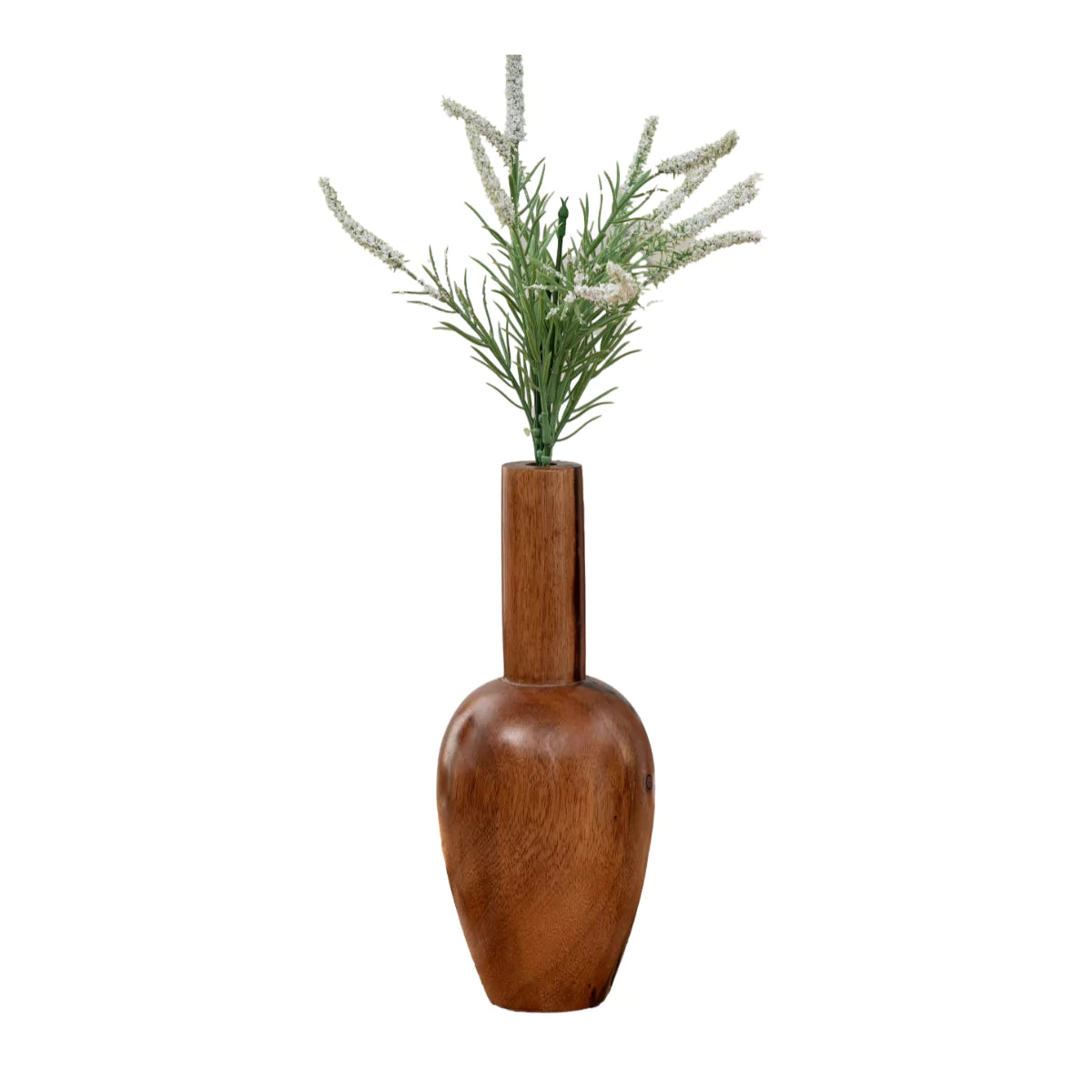 Artisano Small Bottle Neck Brown Wooden Table Vase.