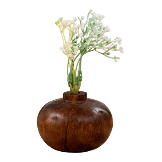 Botanica Handrafted Small Round Wooden Vase Centerpiece.