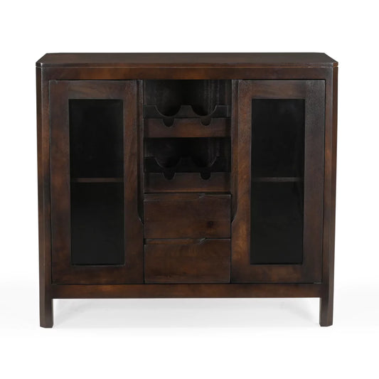 Browntique Solid Wood Modern Rustic Bar Cabinet