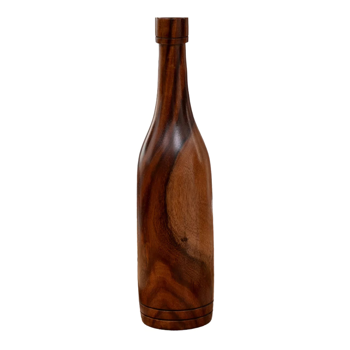 Decorative Bottle-Shaped Tall Brown Wooden Table Vase.