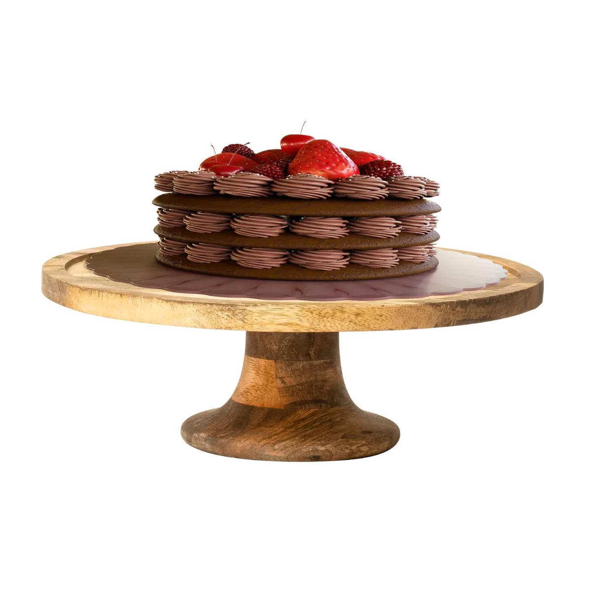 Dessora Round Wooden Cake Stand with Pedestal Base.