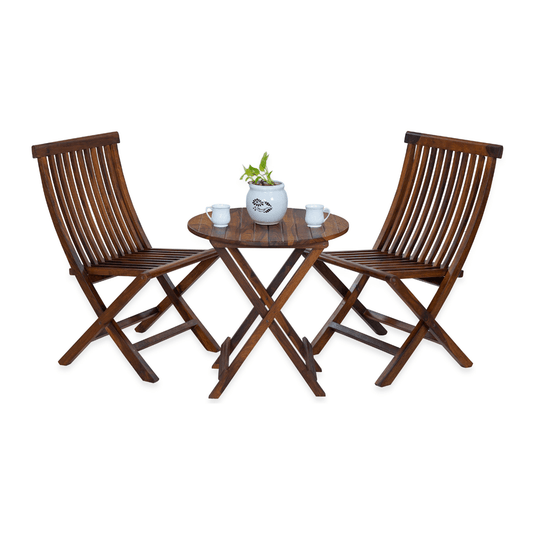 Flexura Solid Wood 2 Seater Folding Dining Table and Chairs Set