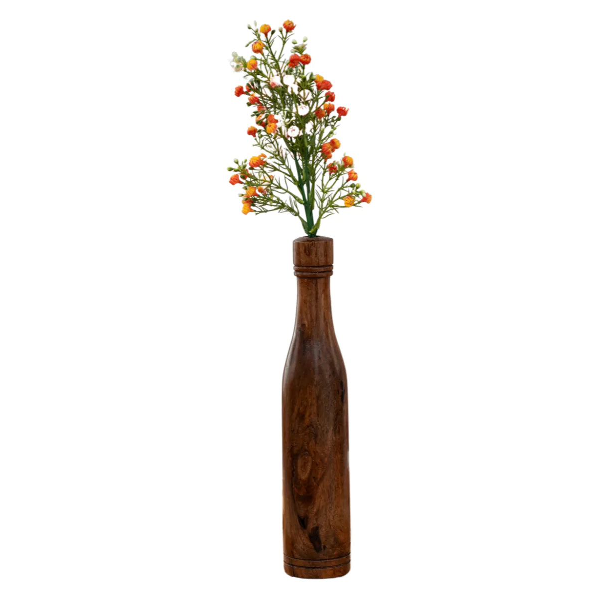 Florora Bottle-Shaped Tall Wooden Vase for Table.