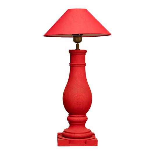 Glareel Traditional Natural Mango Wood Lamp with Bulb (Without Shade)