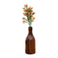 GrainFlow Small Bottle-Shaped Brown Wooden Vase.