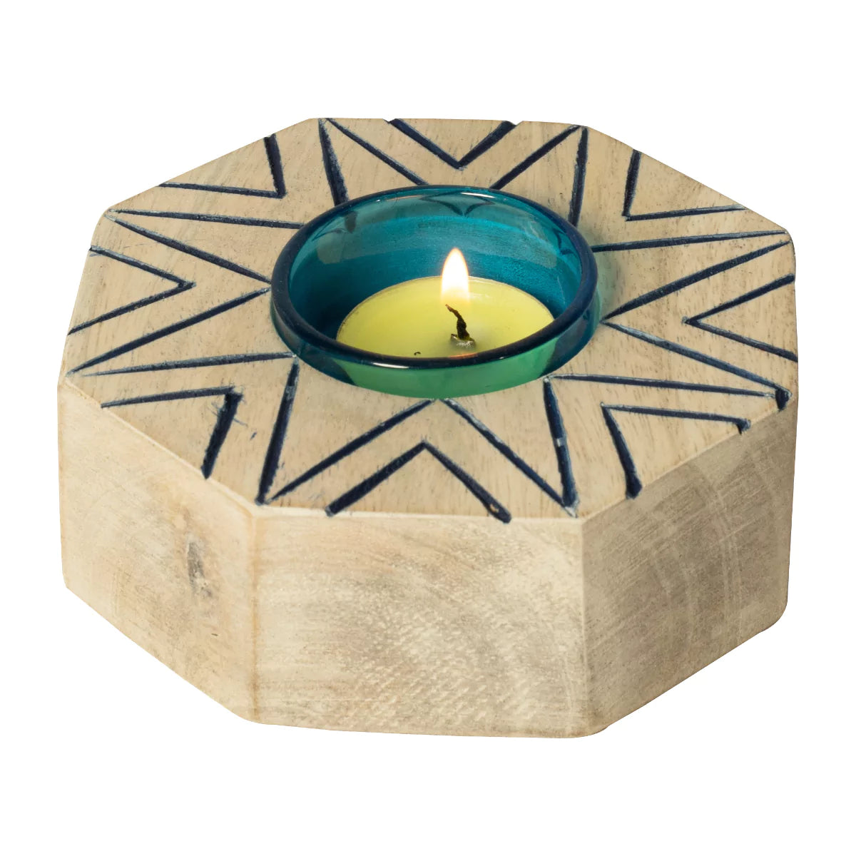 Hexora Modern Handcrafted Wooden Tealight Candle Holder.