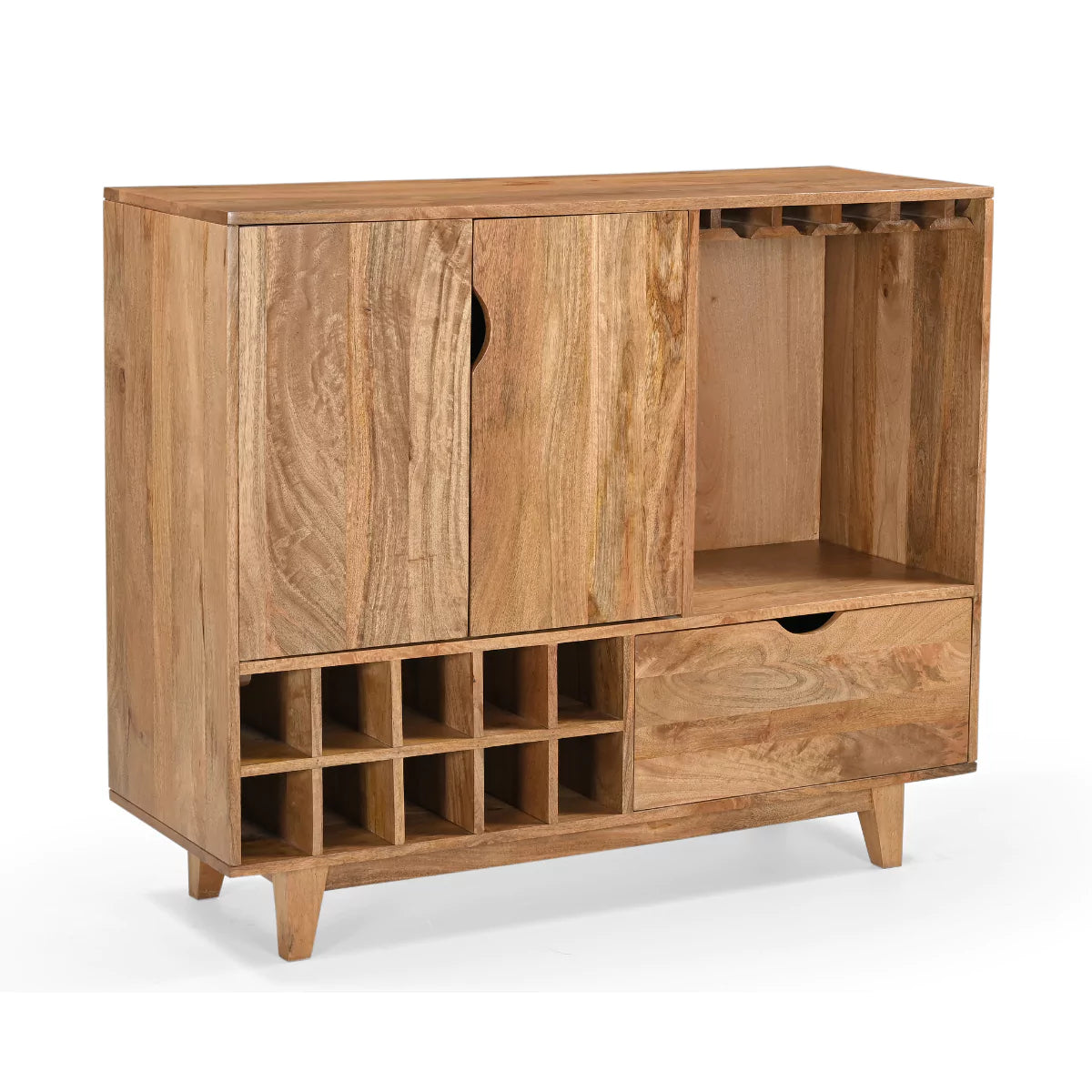 Mangonique Solid Wood Rustic Bar Cabinet