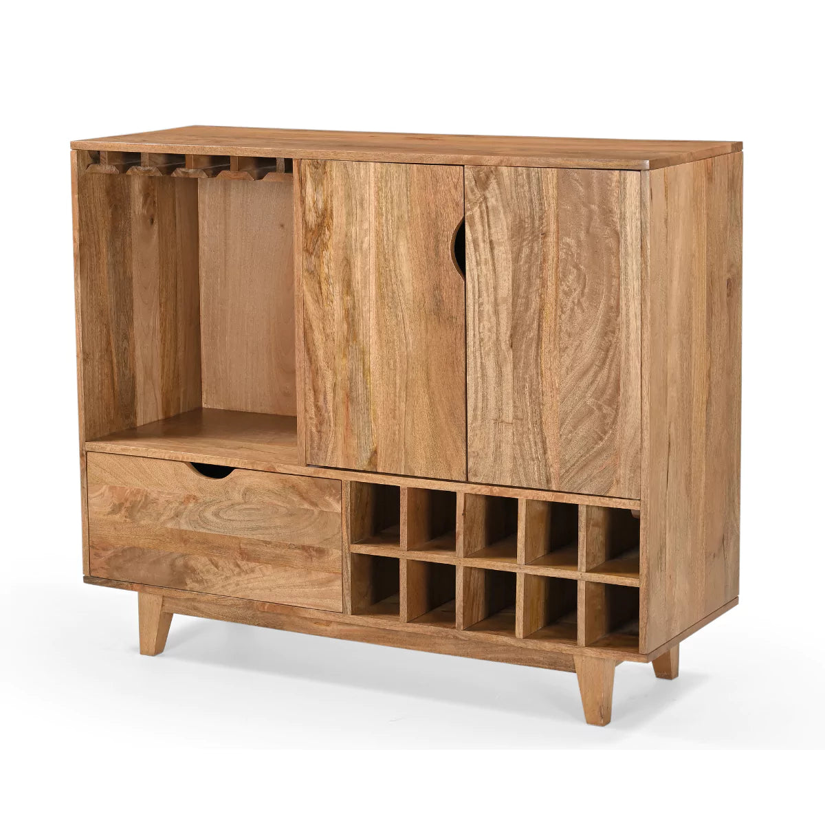 Mangonique Solid Wood Rustic Bar Cabinet