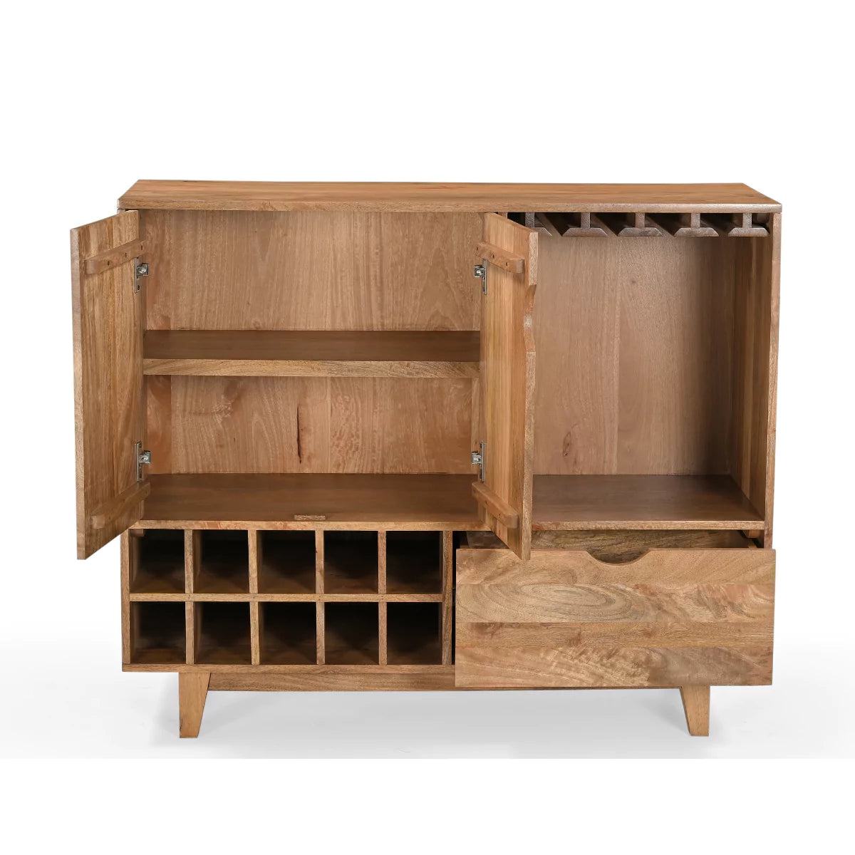 Mangonique Solid Wood Rustic Bar Cabinet