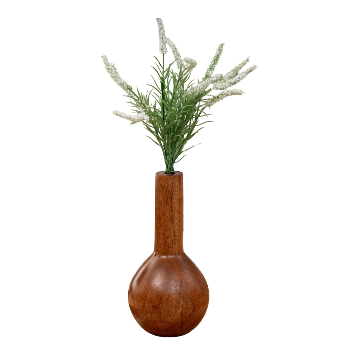 Modern Small Rounded Base Brown Wooden Table Vase.