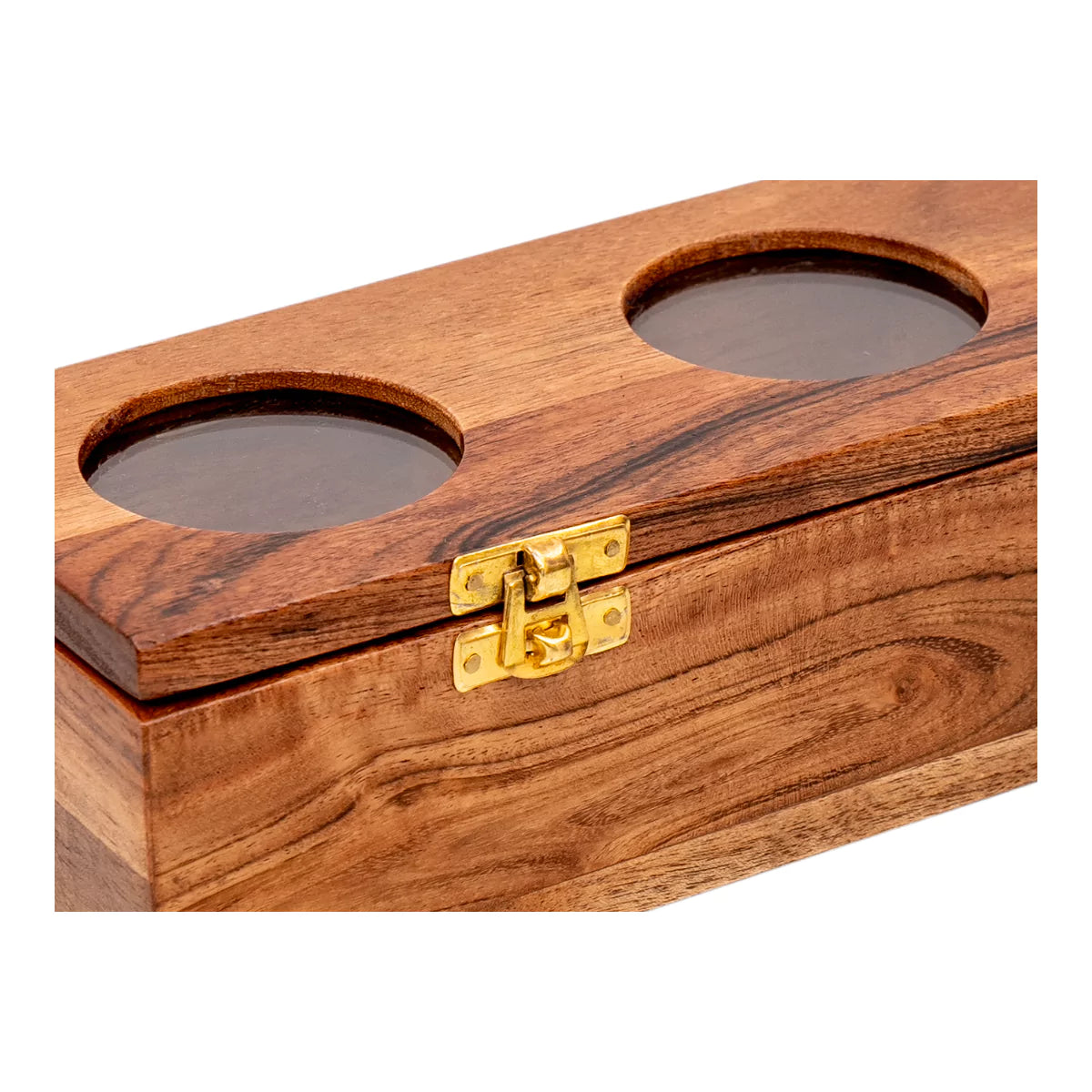 Multi Purpose Rustic Brown Wooden Dry Fruit Box with 3 Compartments.