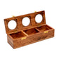 Multi Purpose Rustic Brown Wooden Dry Fruit Box with 3 Compartments.