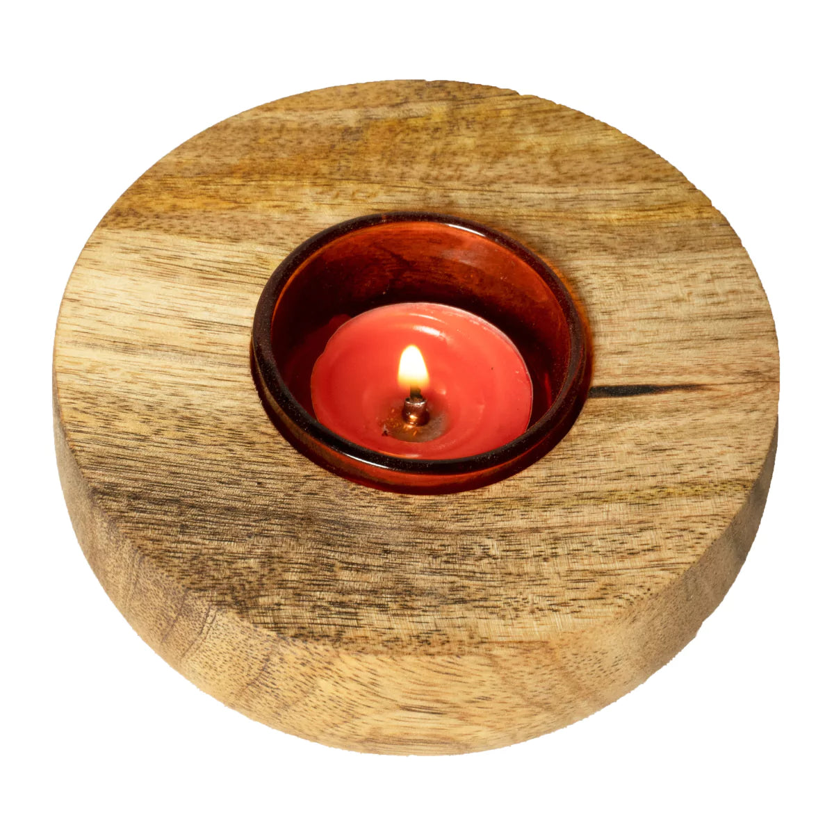 Round Rustic  Handcrafted Wooden Tealight Candle Holder.