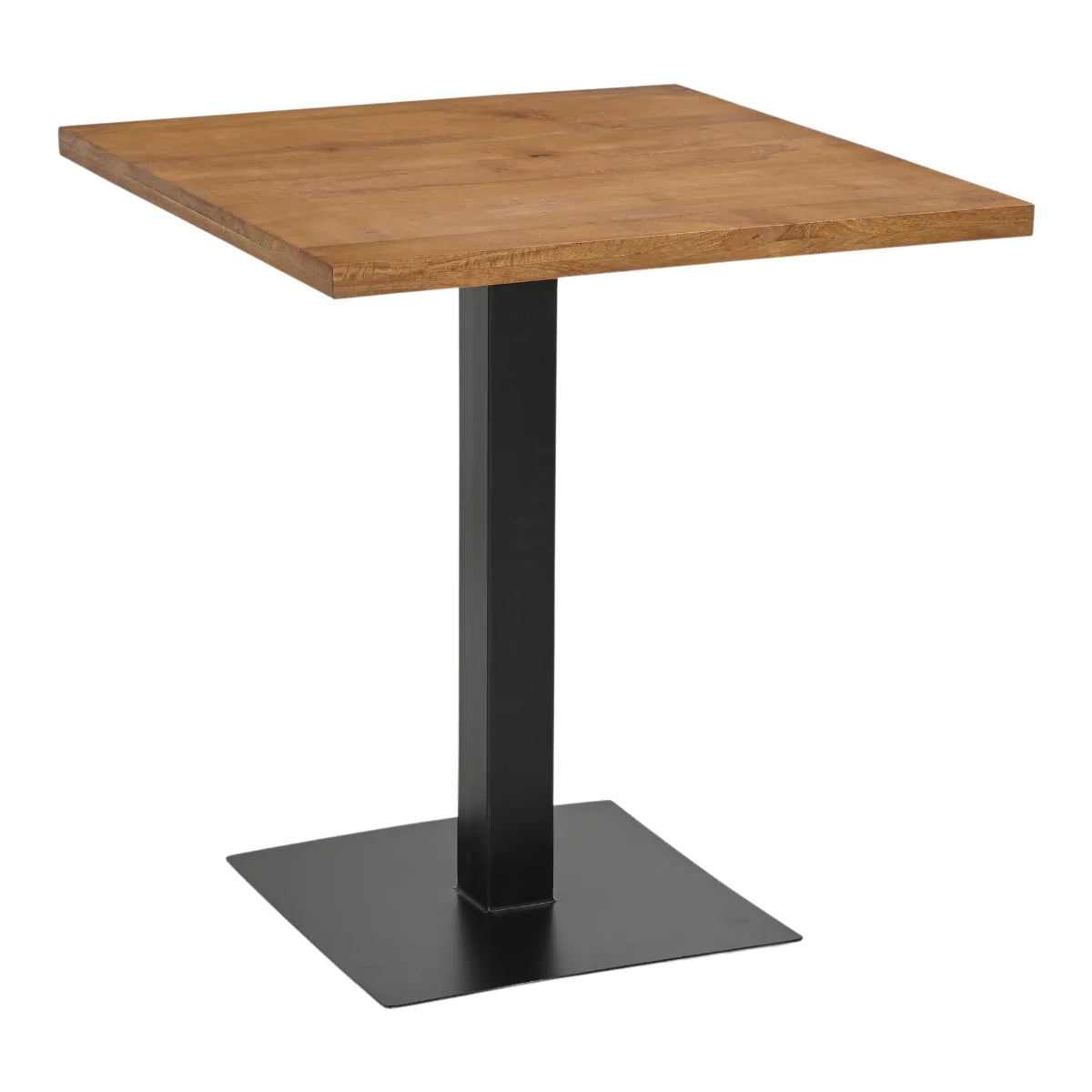 Solvix Light Brown Mango Wood Square Cafe, Bistro, Restaurant & Bar Table for 4.