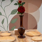 Tapered Style Small Pedestal Brown Wooden Vase for Table.