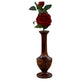 Tapered Style Small Pedestal Brown Wooden Vase for Table.