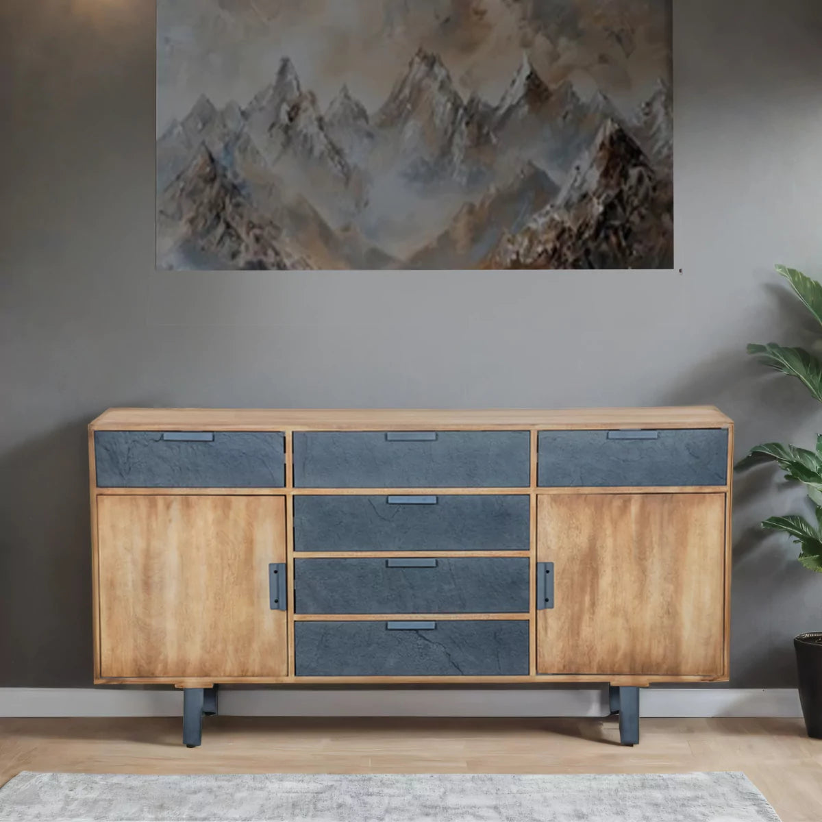 Trilona Sideboard Cabinet With 2 Door & 6 Drawers