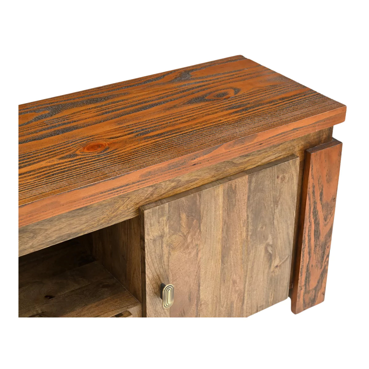 Twonique Solid Wood Rustic TV Unit With Storage